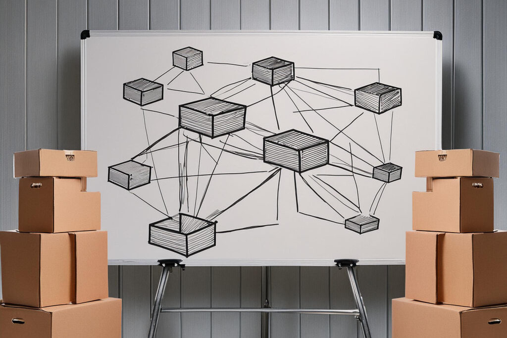 A whiteboard with a diagram